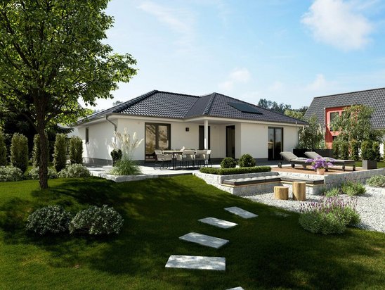 Bungalow 108 – Wohnen auf einer Ebene mit stilvollem Konzept Der Bungalow 108 bietet eine harmonische Raumaufteilung mit lichtdurchfluteten Zimmern. Perfekt für entspanntes und stilvolles Wohnen.